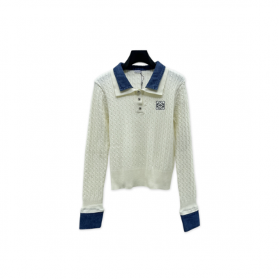 LOEWE DENIM PATCHWORK KNIT LONG SLEEVE